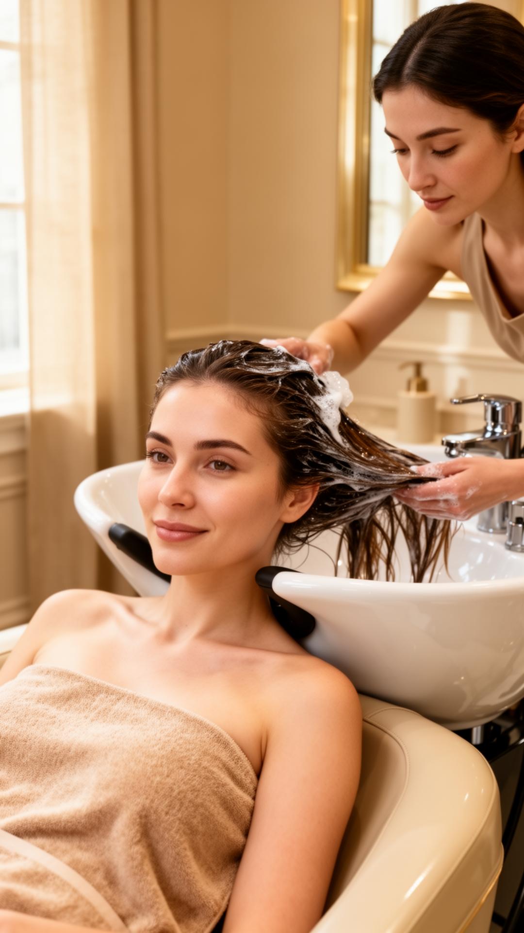 A guest receiving a luxury hair treatment at UrbanGlow